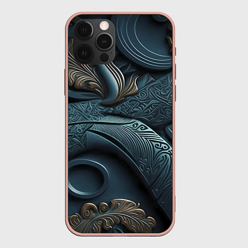 Чехол iPhone 12 Pro Max Узорные фракталы / 3D-Светло-розовый – фото 1