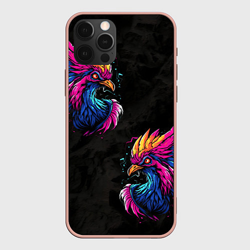 Чехол iPhone 12 Pro Max Киберпанк Птица / 3D-Светло-розовый – фото 1