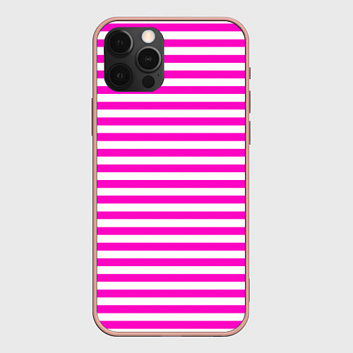 Чехол iPhone 12 Pro Max Ярко-розовые полосы / 3D-Светло-розовый – фото 1
