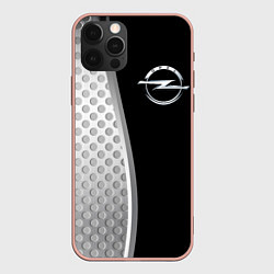 Чехол для iPhone 12 Pro Max Опель черный серебристый, цвет: 3D-светло-розовый