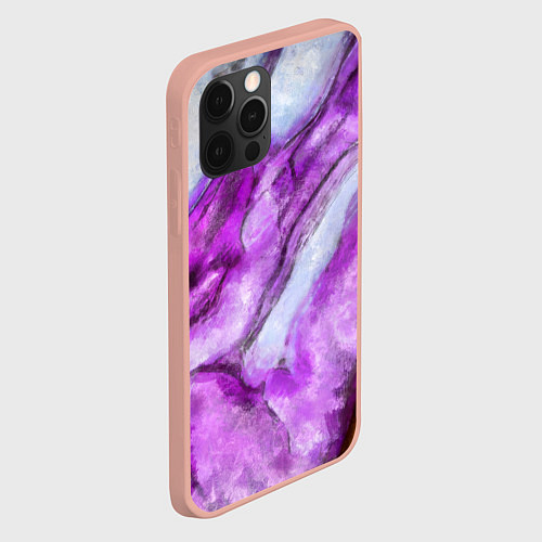 Чехол iPhone 12 Pro Max Рисунок текстуры белого и фиолетового мрамора / 3D-Светло-розовый – фото 2