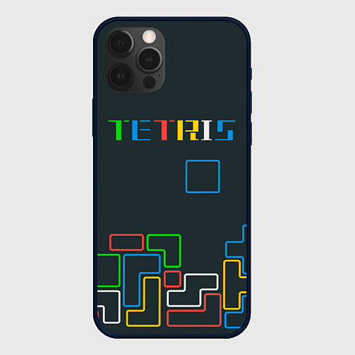 Чехол iPhone 12 Pro Max Tetris neon / 3D-Черный – фото 1