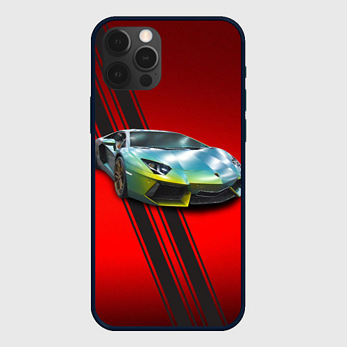 Чехол iPhone 12 Pro Max Итальянский суперкар Lamborghini Reventon / 3D-Черный – фото 1