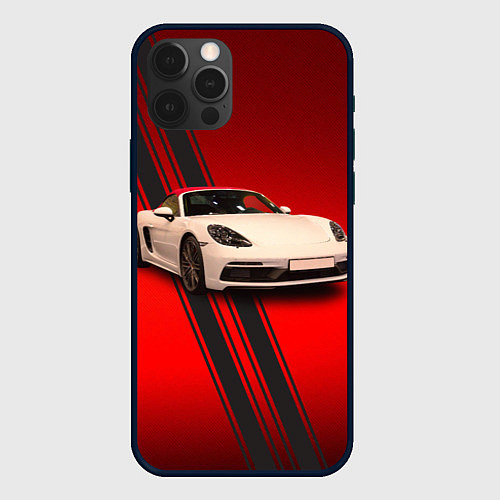 Чехол iPhone 12 Pro Max Немецкий спортивный автомобиль Porsche / 3D-Черный – фото 1