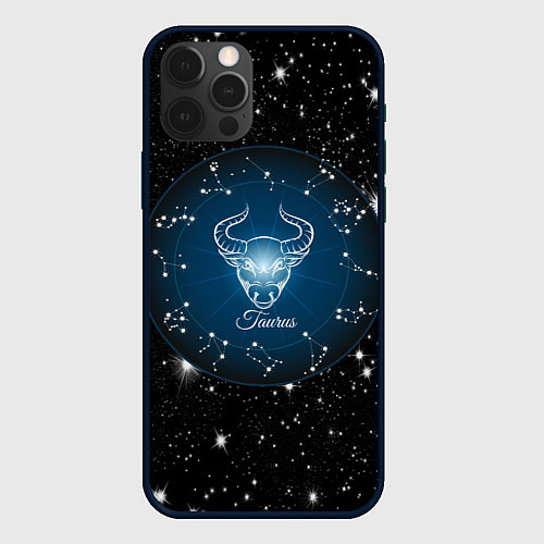 Чехол iPhone 12 Pro Max Телец знак зодиака на звездном небе / 3D-Черный – фото 1