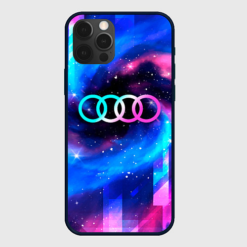 Чехол iPhone 12 Pro Max Audi неоновый космос / 3D-Черный – фото 1