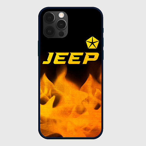 Чехол iPhone 12 Pro Max Jeep - gold gradient: символ сверху / 3D-Черный – фото 1