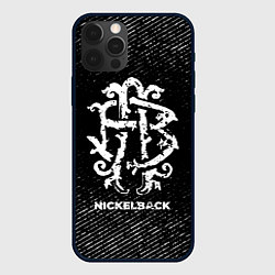 Чехол для iPhone 12 Pro Max Nickelback с потертостями на темном фоне, цвет: 3D-черный