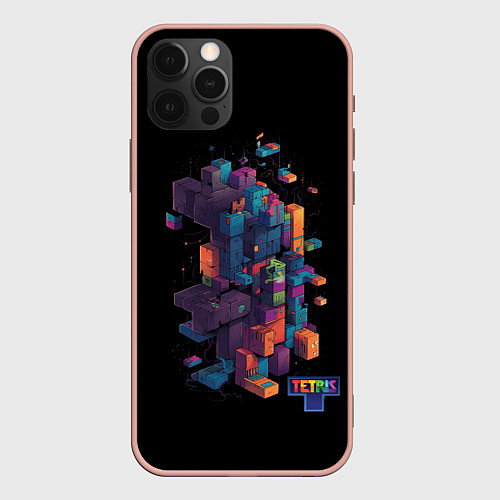 Чехол iPhone 12 Pro Max Tetris abstract / 3D-Светло-розовый – фото 1