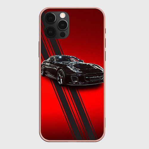 Чехол iPhone 12 Pro Max Английский спортивный автомобиль Jaguar / 3D-Светло-розовый – фото 1