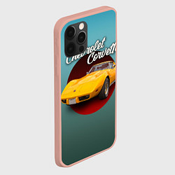 Чехол для iPhone 12 Pro Max Классический спорткар Chevrolet Corvette Stingray, цвет: 3D-светло-розовый — фото 2