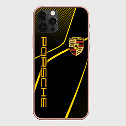 Чехол iPhone 12 Pro Max Porsche - Gold line