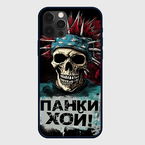 Чехол iPhone 12 Pro Max Череп панки хой / 3D-Черный – фото 1