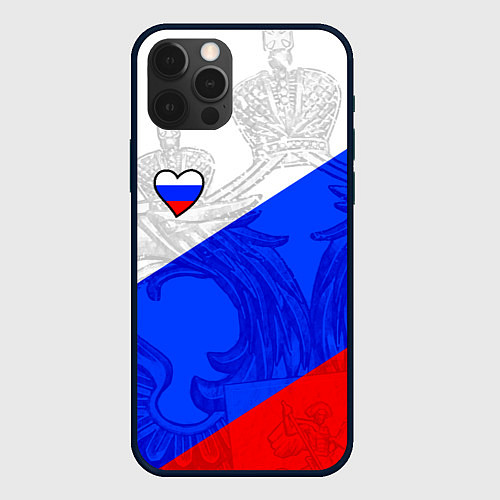 Чехол iPhone 12 Pro Max Сердечко - Россия / 3D-Черный – фото 1