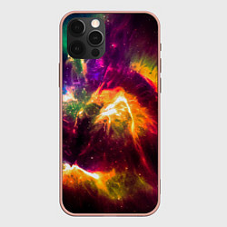 Чехол для iPhone 12 Pro Max Небула в космосе разноцветная - нейронная сеть, цвет: 3D-светло-розовый