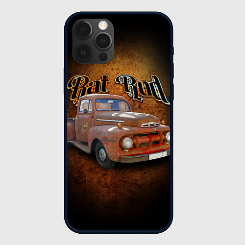 Чехол iPhone 12 Pro Max Винтажный автомобиль Ford F-1 в rat стиле / 3D-Черный – фото 1