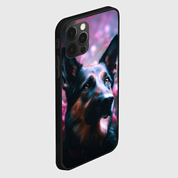 Чехол для iPhone 12 Pro Max Овчарка в розовых цветах, цвет: 3D-черный — фото 2