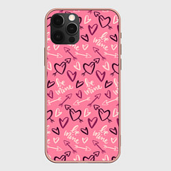 Чехол для iPhone 12 Pro Max Be mine паттерн, цвет: 3D-светло-розовый