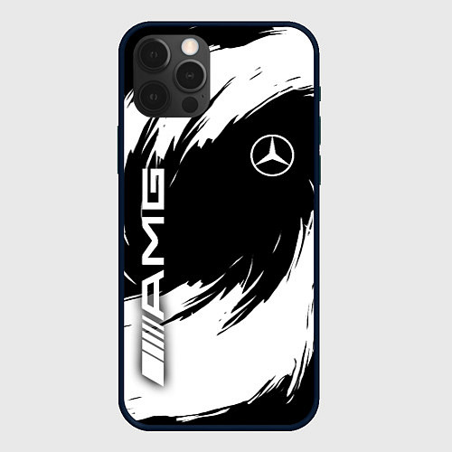 Чехол iPhone 12 Pro Max Mercedes benz - white color / 3D-Черный – фото 1