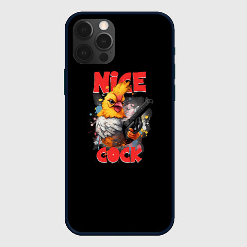 Чехол iPhone 12 Pro Max Chicken gun nice cock / 3D-Черный – фото 1