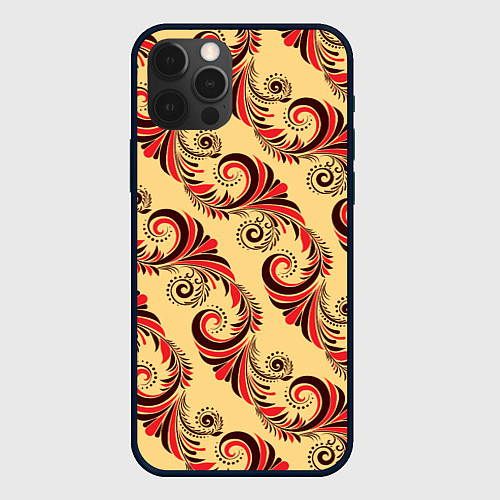 Чехол iPhone 12 Pro Max Винтажный растительный орнамент / 3D-Черный – фото 1