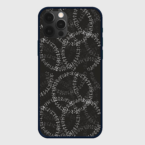 Чехол iPhone 12 Pro Max Круговые руны / 3D-Черный – фото 1