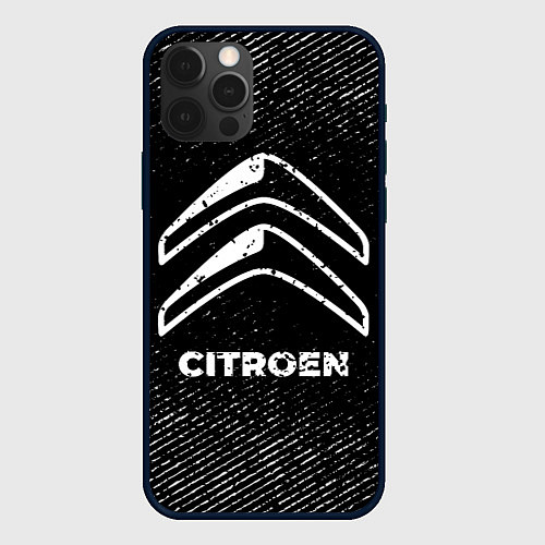 Чехол iPhone 12 Pro Max Citroen с потертостями на темном фоне / 3D-Черный – фото 1