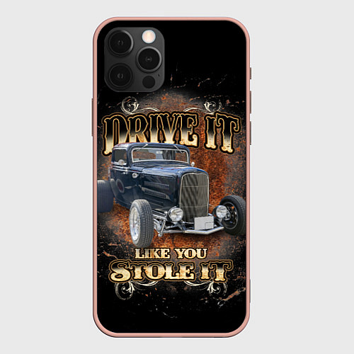 Чехол iPhone 12 Pro Max Хот род на базе модели Ford 30-х годов / 3D-Светло-розовый – фото 1