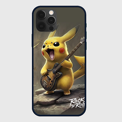 Чехол iPhone 12 Pro Max Pikachu rock / 3D-Черный – фото 1