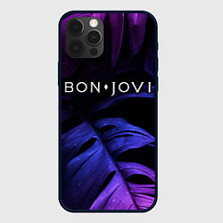 Чехол iPhone 12 Pro Max Bon Jovi neon monstera