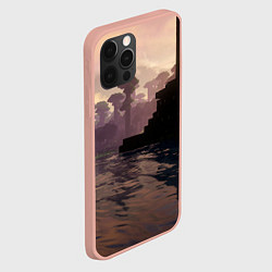 Чехол для iPhone 12 Pro Max Minecraft - река в лесу, цвет: 3D-светло-розовый — фото 2