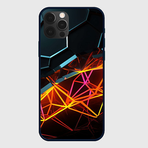 Чехол iPhone 12 Pro Max Разломленные плитки / 3D-Черный – фото 1