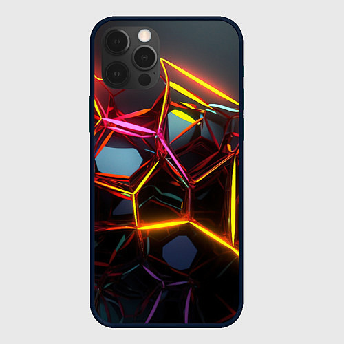 Чехол iPhone 12 Pro Max Неоновые трубки абстракция / 3D-Черный – фото 1