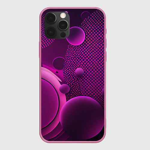 Чехол iPhone 12 Pro Max Фиолетовые шары / 3D-Малиновый – фото 1
