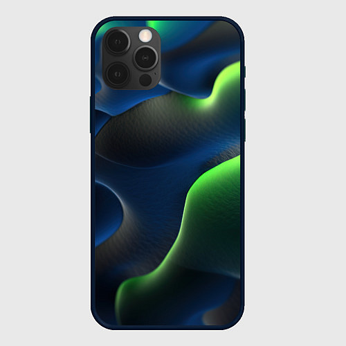 Чехол iPhone 12 Pro Max Плиты и неоновое свечение / 3D-Черный – фото 1