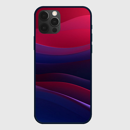 Чехол iPhone 12 Pro Max Сине красные волны - градиент / 3D-Черный – фото 1
