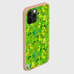Чехол для iPhone 12 Pro Max Зеленые волнистые попугайчики, цвет: 3D-светло-розовый — фото 2