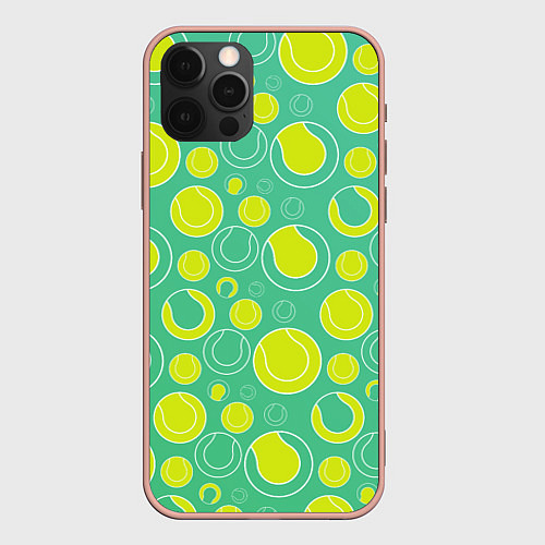 Чехол iPhone 12 Pro Max Теннисные мячики / 3D-Светло-розовый – фото 1