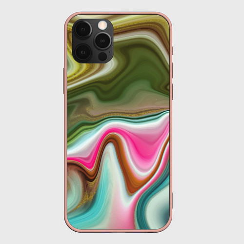 Чехол iPhone 12 Pro Max Color waves / 3D-Светло-розовый – фото 1