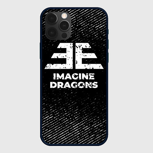 Чехол iPhone 12 Pro Max Imagine Dragons с потертостями на темном фоне / 3D-Черный – фото 1