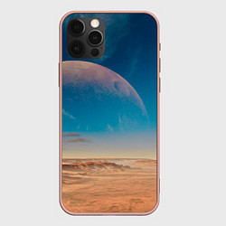 Чехол для iPhone 12 Pro Max Пустыня и очертания планеты, цвет: 3D-светло-розовый