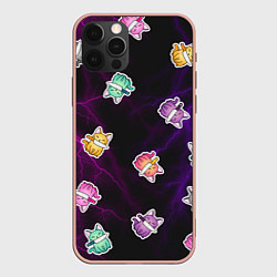 Чехол для iPhone 12 Pro Max Котики и молнии, цвет: 3D-светло-розовый