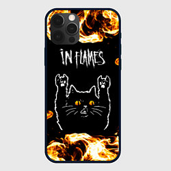 Чехол iPhone 12 Pro Max In Flames рок кот и огонь