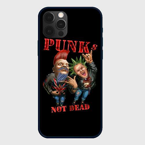 Чехол iPhone 12 Pro Max Punks Not Dead - панки хой / 3D-Черный – фото 1