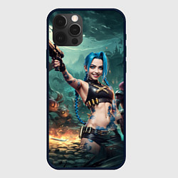 Чехол для iPhone 12 Pro Max Arcane league of legends Jinx с пистолетом, цвет: 3D-черный