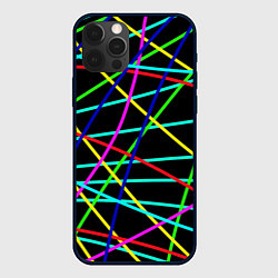 Чехол для iPhone 12 Pro Max Яркие полосы абстракция, цвет: 3D-черный