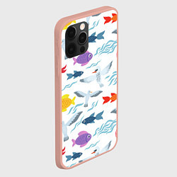 Чехол для iPhone 12 Pro Max Рыбы и чайки, цвет: 3D-светло-розовый — фото 2
