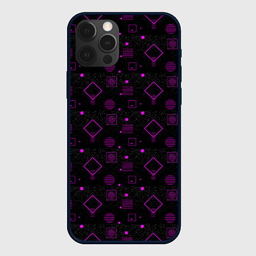 Чехол iPhone 12 Pro Max Фиолетовые геометрические фигуры / 3D-Черный – фото 1