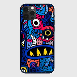 Чехол для iPhone 12 Pro Max Монстры в синем и розовом - нейросеть, цвет: 3D-черный