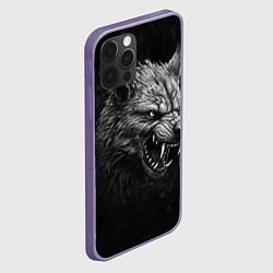 Чехол для iPhone 12 Pro Max Волк - grunge style, цвет: 3D-серый — фото 2